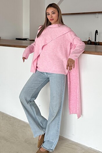 Olcay Self-Weaving Knitwear Sweater Pink 8266