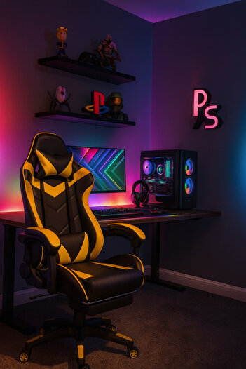 MARINO Gaming Chair - Gaming - 125X60X50 cm - Black & Yellow