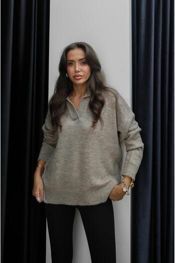 Havoş Mink Divoff Polo Neck Basic Sweater