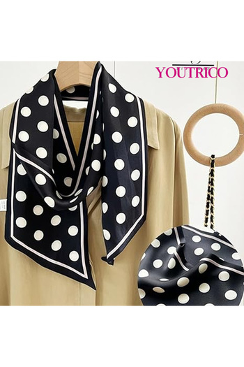 Youtrico Patterned silk scarf,Double Sided Headband&neckerchief,Autumn&winter atmosphere