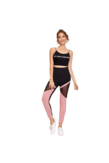 Fstyle Colorblocked sports leggings, tight gym wear