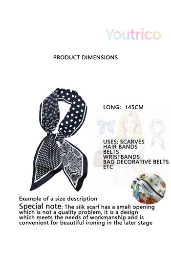 Youtrico Patterned silk scarf,Double Sided Headband&neckerchief,Autumn&winter atmosphere