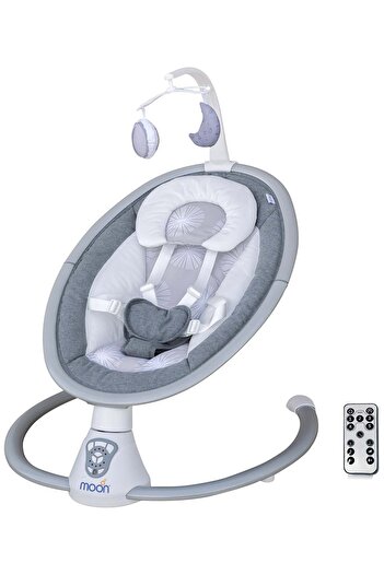 Moon 5 Point Harness Baby Swing Grey, 0-6M, Holds Upto 9Kg With Remote Control - Blue
