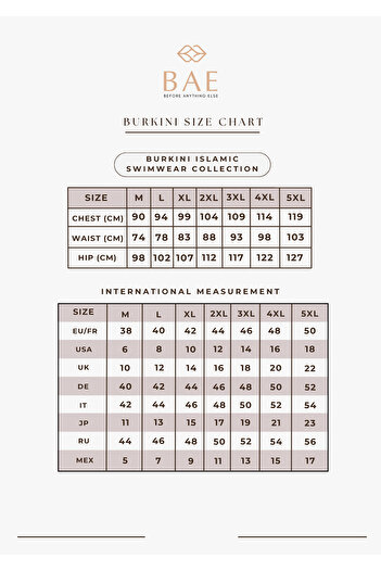 BAE SWIMWEAR Burkini Islamic Extra Long Full Hijab Swimsuit with Micro Sleeves, Polyester Blend Material