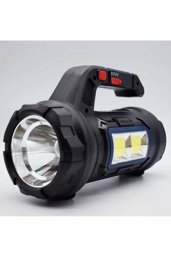 Generic Rechargeable LED Flashlight High Brightness Torch with USB Output & Shoulder Strap for Emergencies
