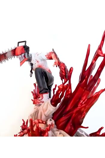 No branded Premium Figurine, Chainsaw Man, Character Denji, Bloody Effects and Realistic Design, 30 cm