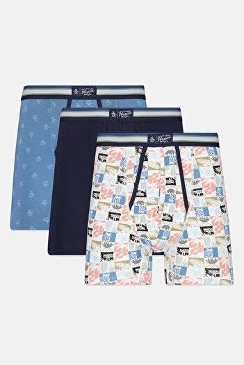 Original Penguin بوكسر رجالي 3 قطع بشعار العلامة التجارية، متعدد الألوان