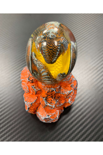 DRAGONX Dragon Lava Egg Figurine with Stand, Transparent, Room Decoration Ornament, 9x6x6 cm, Yellow