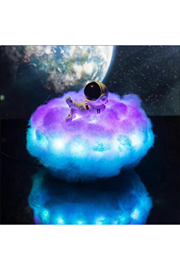 No branded Astronaut and Cloud Lamp, 12 Colors, Remote Control, USB Powered, Decorative, 20x15 cm, White