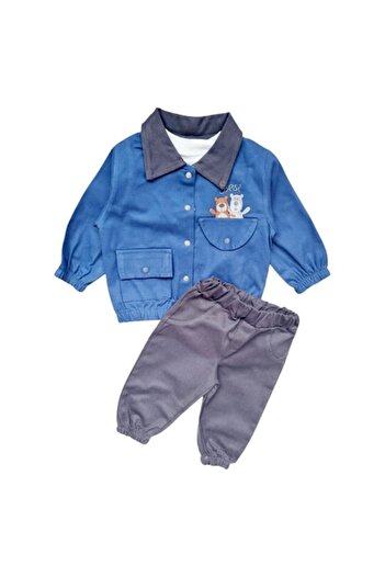 Miniworld - Boys' 3-piece set, cotton, denim jacket, Best Friends, age 18 months, 86 cm, Blue