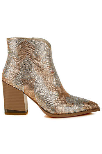 london Rag Women Rhinestones Embellished Ankle Boots in Gold