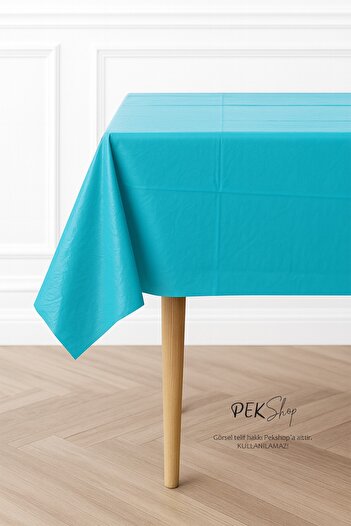 PEKSHOP Reusable Blue Tablecloth Luxury Plastic Table Cover Blue