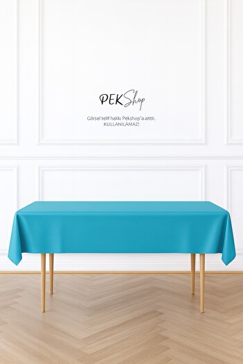 PEKSHOP Reusable Blue Tablecloth Luxury Plastic Table Cover Blue