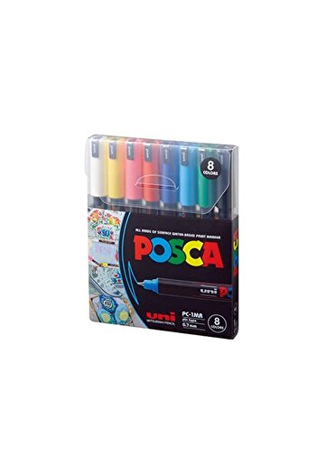 POSCA 8-Color Paint Pen Set, PC-1MR, Ultra-Fine
