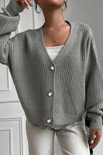 H&E LUXURY DESIGN Women's Soft Textured Three Button Knitwear Cardigan