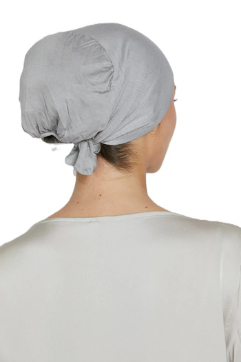 Perfectory Women's Turban Cap with Tie-Back Closure, Muslim Head Wrap Bonnet- Light Gray