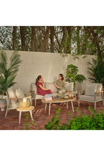 Danube Home Savannah 5-Seater Outdoor Sofa Set | Aluminium Frame | Modern Patio Furniture | Champagne