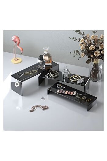 Eworld 6 Pack Black Acrylic Display Risers, 3 Sizes Jewelry & Cupcake Showcase Stands