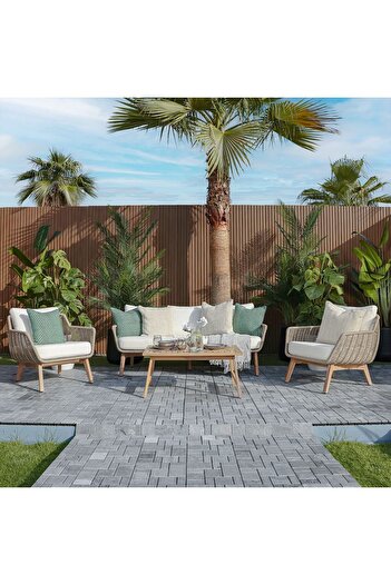 Danube Home Honey 5-Seater Outdoor Sofa Set | Steel Frame Garden Furniture | Modern Patio Seating