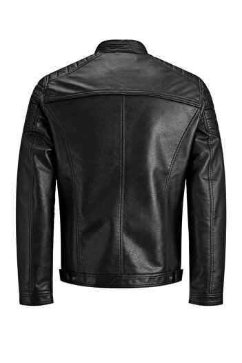 Jack & Jones Jjewarner Jacket Noos Black Men's Leather Jacket Distressed Weathered