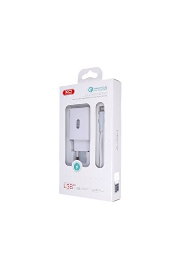 Xo L36 Network Charger USB Quick Charge 3.0 18W, Lightning Cable Included, White