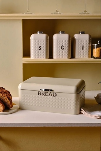 RİVO HOME DECOR Karaca Diamond Carbon Steel Bread Box Storage Container Gift XL 35 cm