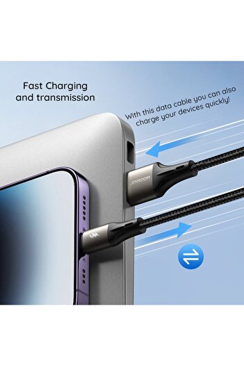 Joyroom Cablu USB la Type-C, încărcare rapidă, 100W, 480Mbps, 1.2m, seria Light-Speed ​​(SA25-AC6), negru