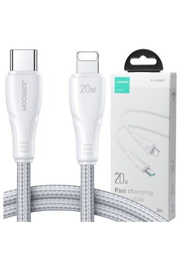 Joyroom Phone Data Cable, Joyroom, USB, 20W, 1.2 m, White