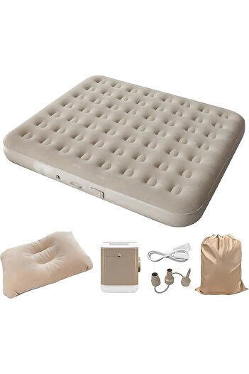 AutoFamily AUTO FAMILY Portable Inflatable Air Mattress with Electric Pump, Water-Resistant Sleeping Pad