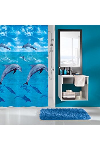 Kleine Wolke Perdea dus Dolphin 34287, model marin, albastru, 180 x 200 cm