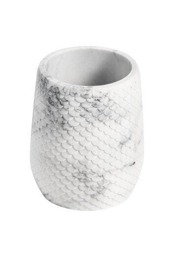 KADDA Bathroom Glass for Personal Hygiene, White Fish BPO-4248C, Polyresin, White + Gray, 7.5 x 7.5