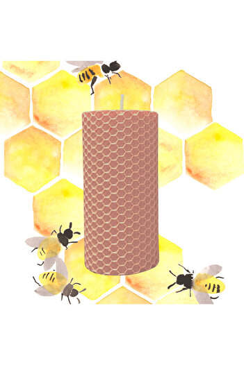 SERVUS COLLECTION Natural Beeswax Candle, colored honeycomb type - Powder pink 7 cm 10 cm Powder pink