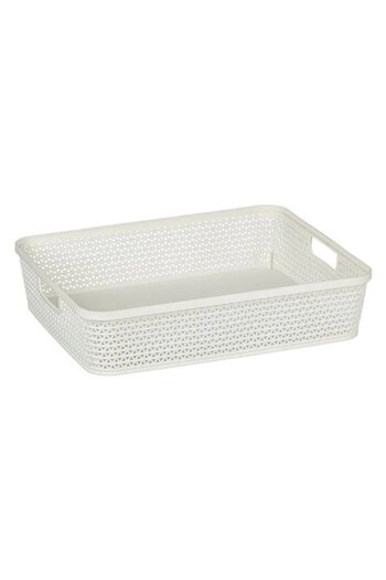 ANTBRO ® storage basket ecru plastic with perforated pattern, 35.5x29x9cm, 4l