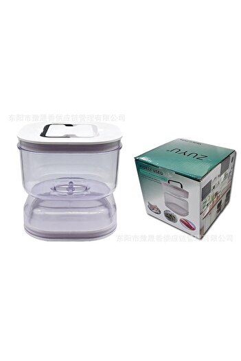Danex Pickle Jar with Liquid Separator, Hermetic, Heat-Resistant, Hourglass-Shaped, 1400 ml, ABS, White, 1