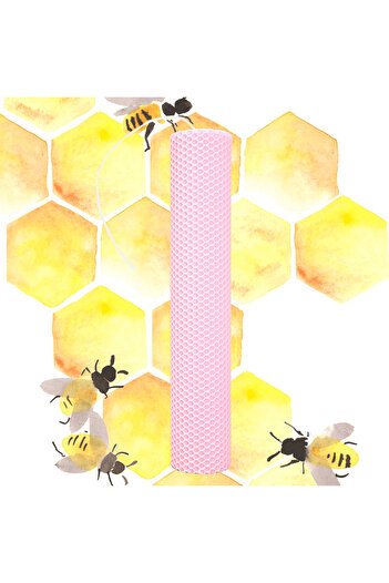 SERVUS COLLECTION Natural honeycomb candle made of colored Beeswax Light pink H35/4.5 cm 4.5 cm 35 cm