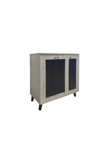 BAITY 2 Shoe Cabinet with 3 Doors - Beige and Black
