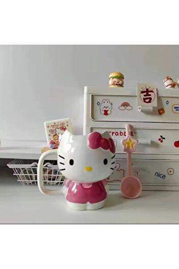 hediyeconcepti 500ml Sanrio Hello Kitty Karikatür Sevimli Seramik Yüksek Görünüm Yaratıcı Büyük Kapasiteli Kupa