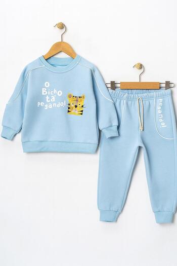 RAPAPA Boy's 3 Thread Ribbed Tiger Printed Tracksuit Set-10684 m