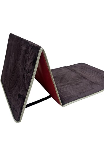Generic Islamic Foldable Prayer Rug with Backrest 2-in-1 for Chair, Meditation, and Outings (Dark Brown)