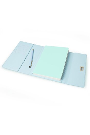 G&S PRO Set of folder-type agenda with pen, A5, 200 pages, dictando, blue color