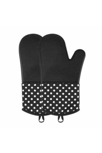 PUFO Kitchen silicone oven mitt for grill or oven, lined, 32 cm, black