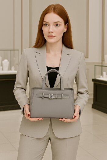ESTUTE Stylish Hand and Shoulder Bag with Buckle Detail