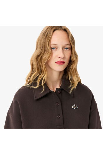 Lacoste Women's Oversize Fit Polo Neck Brown Sweatshirt
