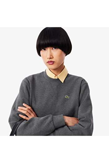 Lacoste Women's Relaxed Fit Crew Neck Gray Sweatshirt