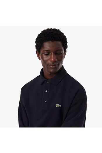 Lacoste Men's Loose Fit Polo Collar Navy Blue Sweatshirt