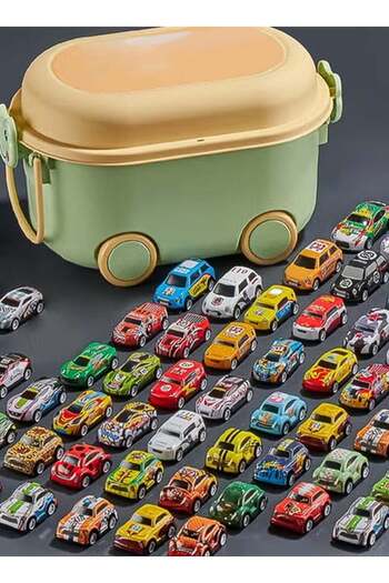 haida Haidu 40 Pcs 6.8cm Pull Back Car Set with a Storage Bucket