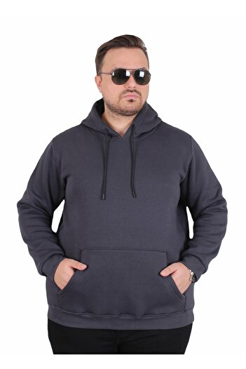 Starbattal Large Size Men's Basic Sweat Hoodie 11700 Fume