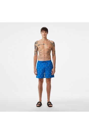 Lacoste Men's Regular Fit Patterned Navy Blue Swimsuit