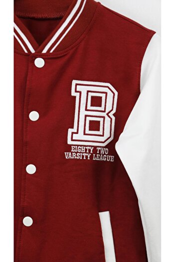 bebegci Embroidery Detailed Oversize College Children's Unisex Jacket