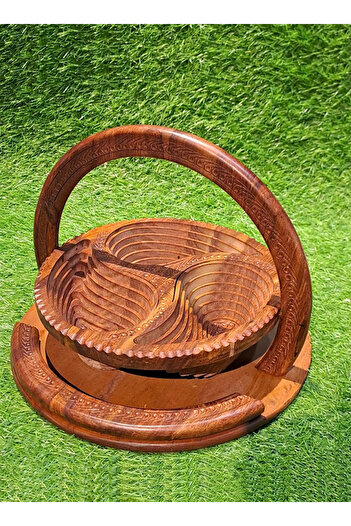 M.A Traders Wooden Dry Fruit Basket – 10-Inch Foldable Decorative Basket for Serving and Storage